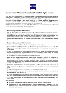 Pregled slike General Terms of Use and Licence Conditions ZEISS Digital Services