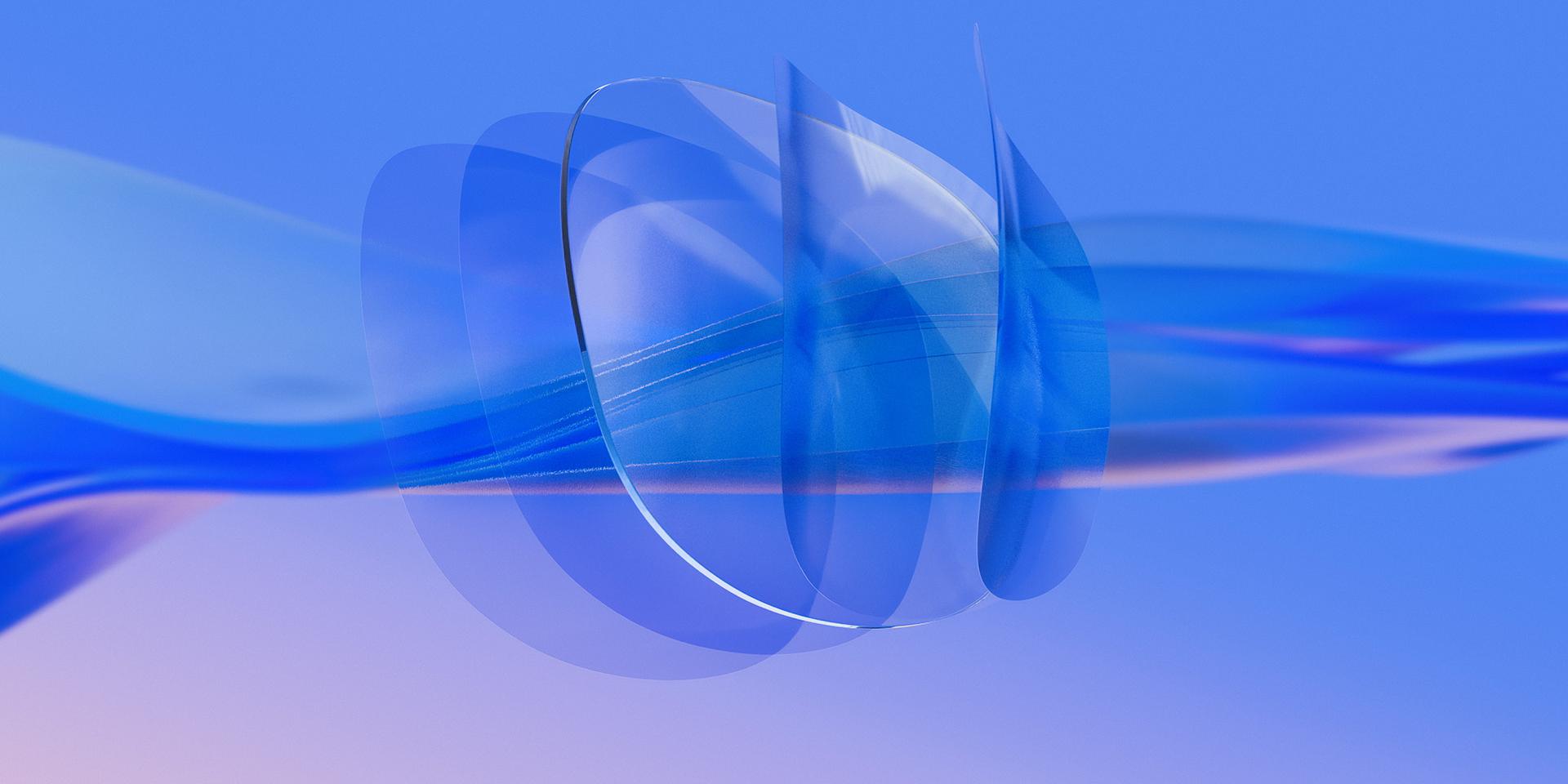 3D CGI prikaz prozirne ZEISS leće gdje se više ultratankih slojeva nanosi na stražnju i prednju stranu leće.