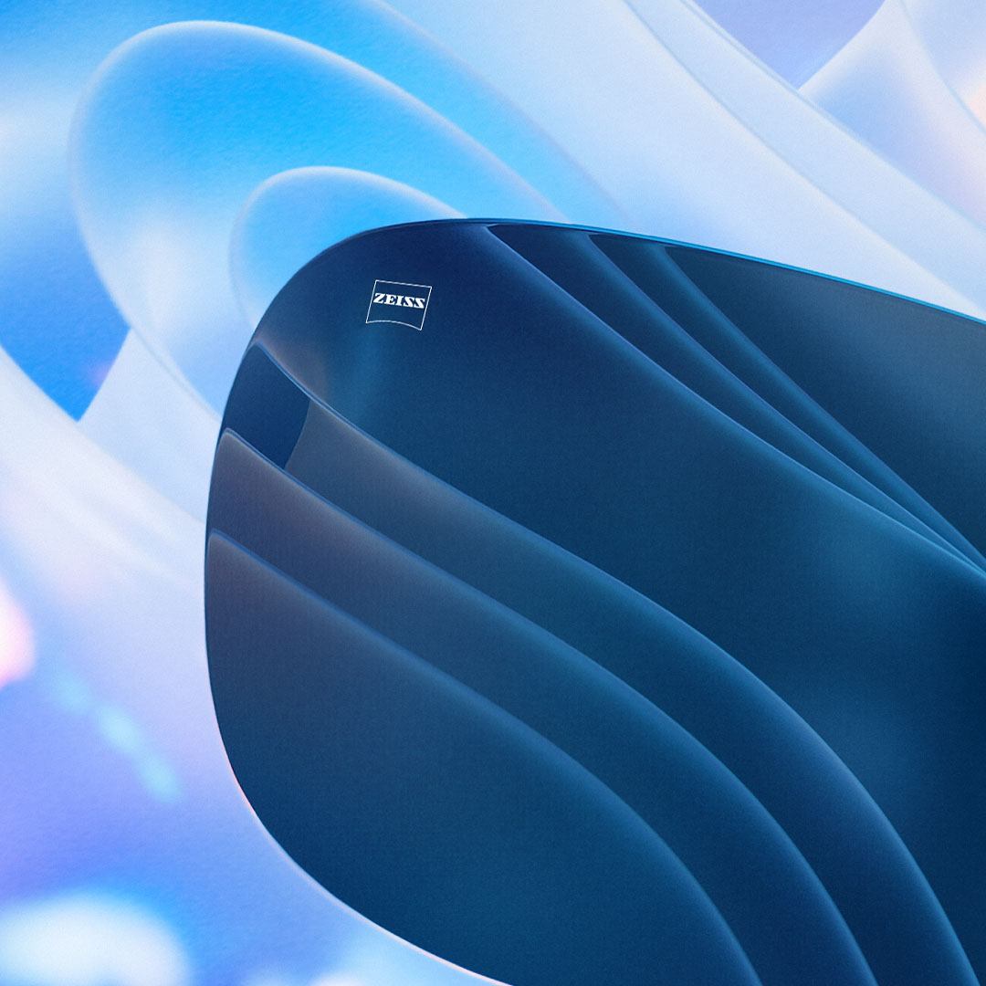 CGI prikaz leće u boji prikazuje učinkovito blokira odsjaj vidljiv u pozadini.